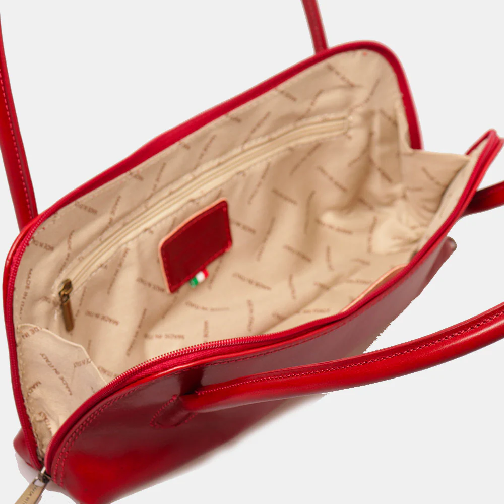 Borsa a Spalla VIAVERDI in Pelle Rossa Made in Italy linea Firenze - Image 4