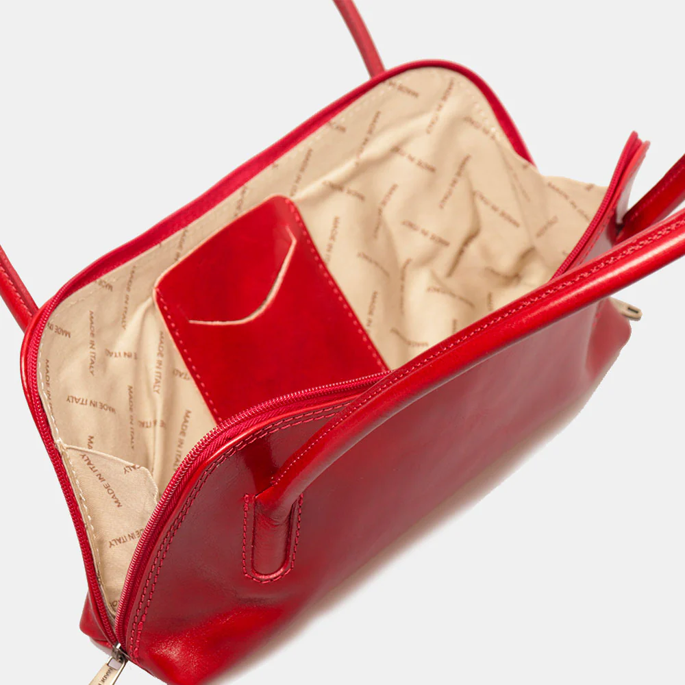 Borsa a Spalla VIAVERDI in Pelle Rossa Made in Italy linea Firenze - Image 5