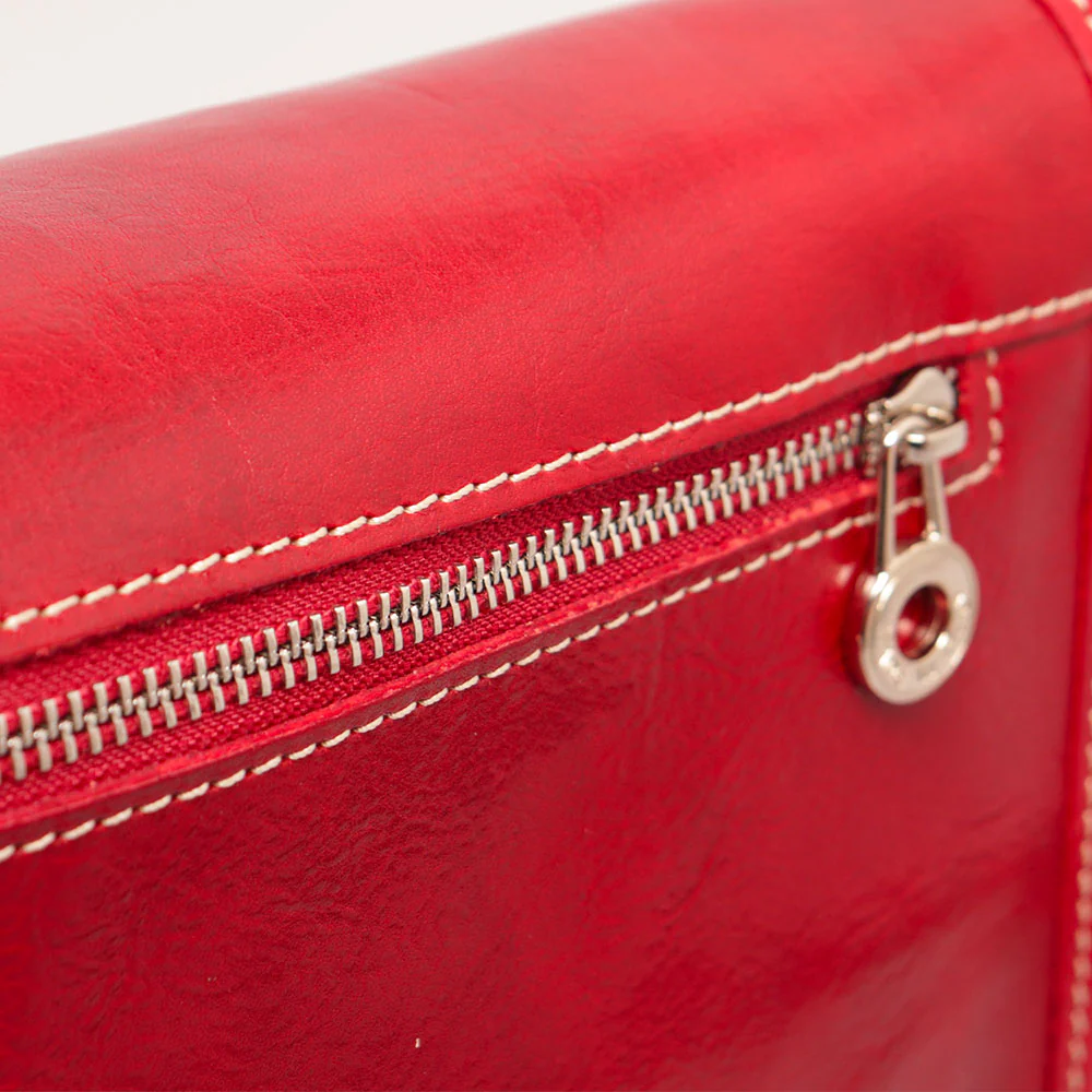 Borsa a Tracolla VIAVERDI in Pelle Rossa Made in Italy linea Firenze - Image 10