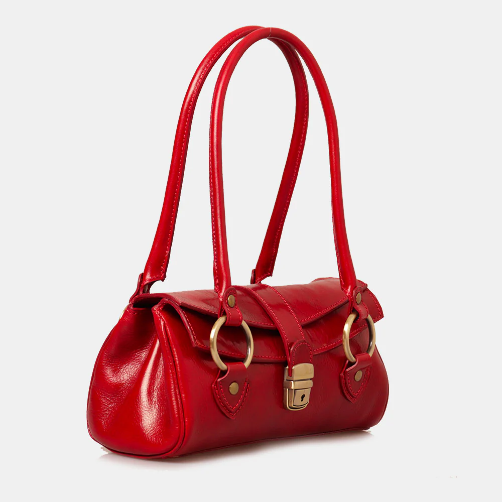 Borsa a Spalla VIAVERDI in Pelle Rossa Made in Italy linea Firenze - Image 3