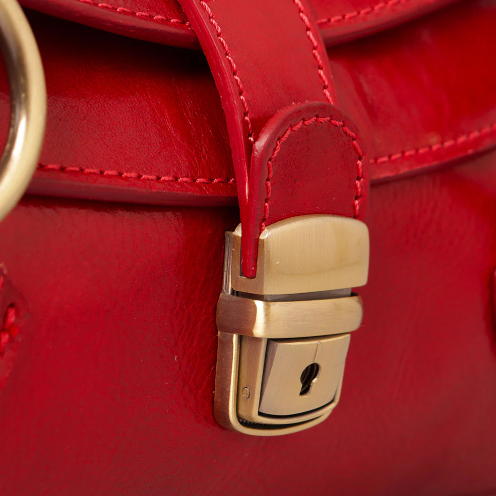 Borsa a Spalla VIAVERDI in Pelle Rossa Made in Italy linea Firenze - Image 5