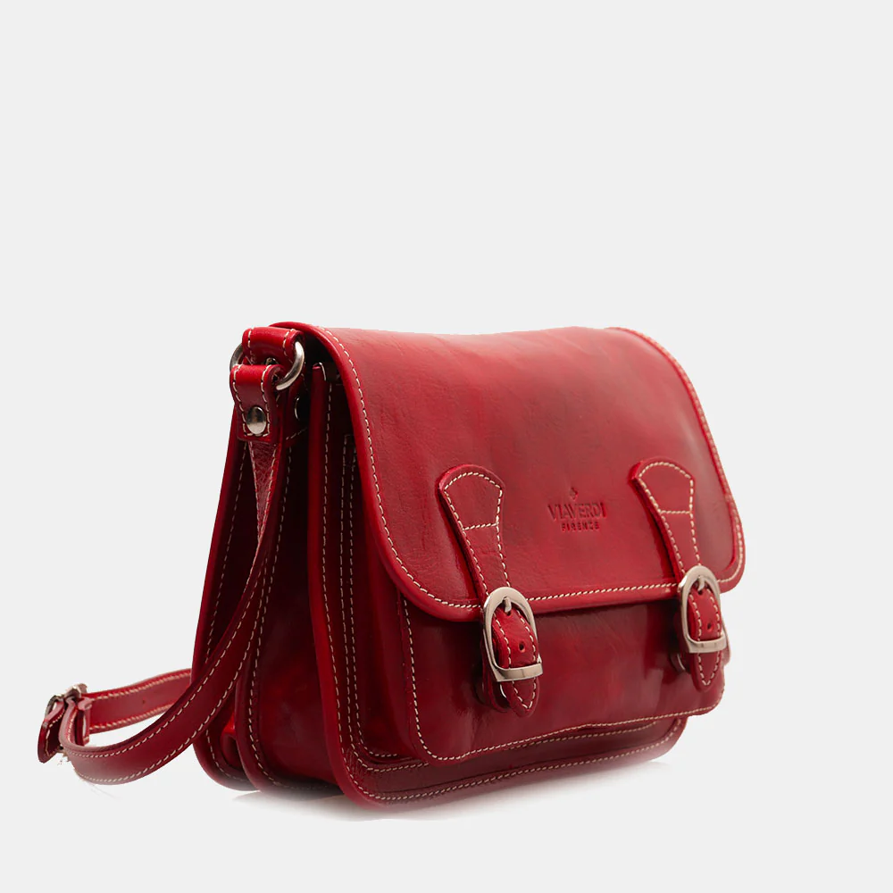 Borsa a Tracolla VIAVERDI in Pelle Rossa Made in Italy linea Firenze - Image 4