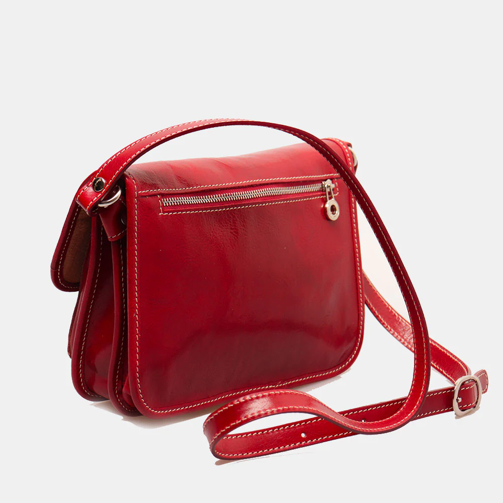 Borsa a Tracolla VIAVERDI in Pelle Rossa Made in Italy linea Firenze - Image 5