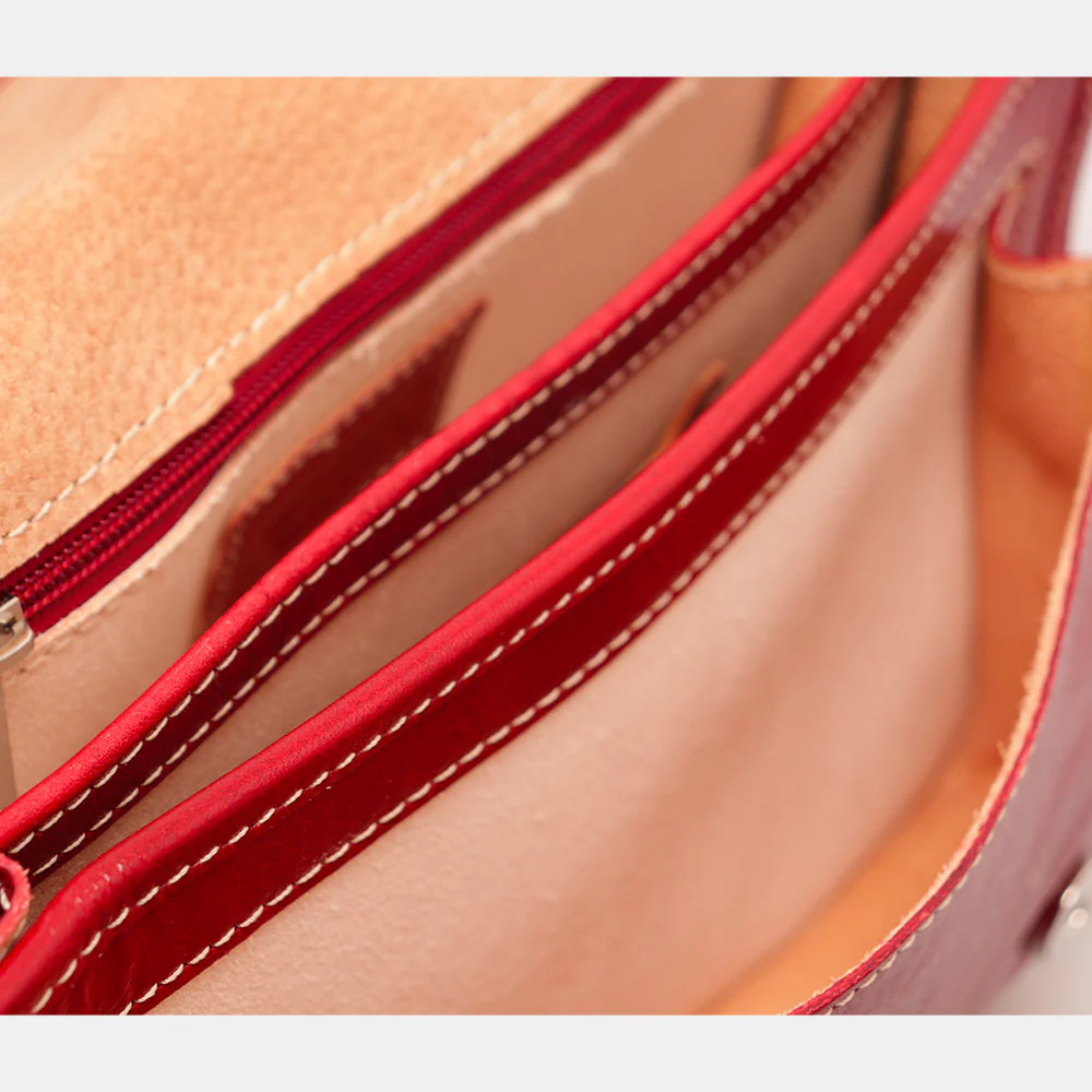Borsa a Tracolla VIAVERDI in Pelle Rossa Made in Italy linea Firenze - Image 6