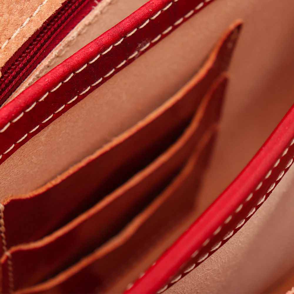 Borsa a Tracolla VIAVERDI in Pelle Rossa Made in Italy linea Firenze - Image 7