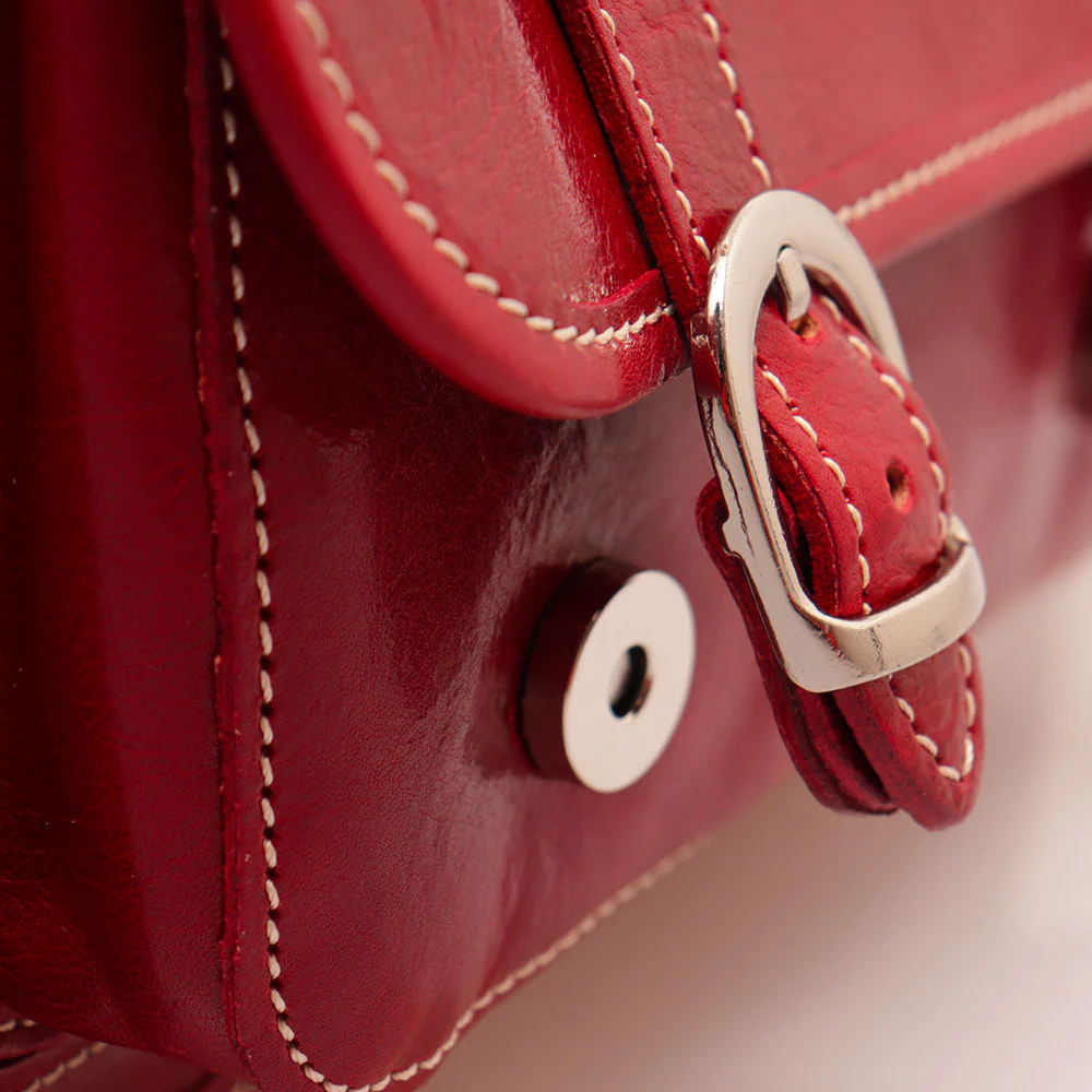 Borsa a Tracolla VIAVERDI in Pelle Rossa Made in Italy linea Firenze - Image 9