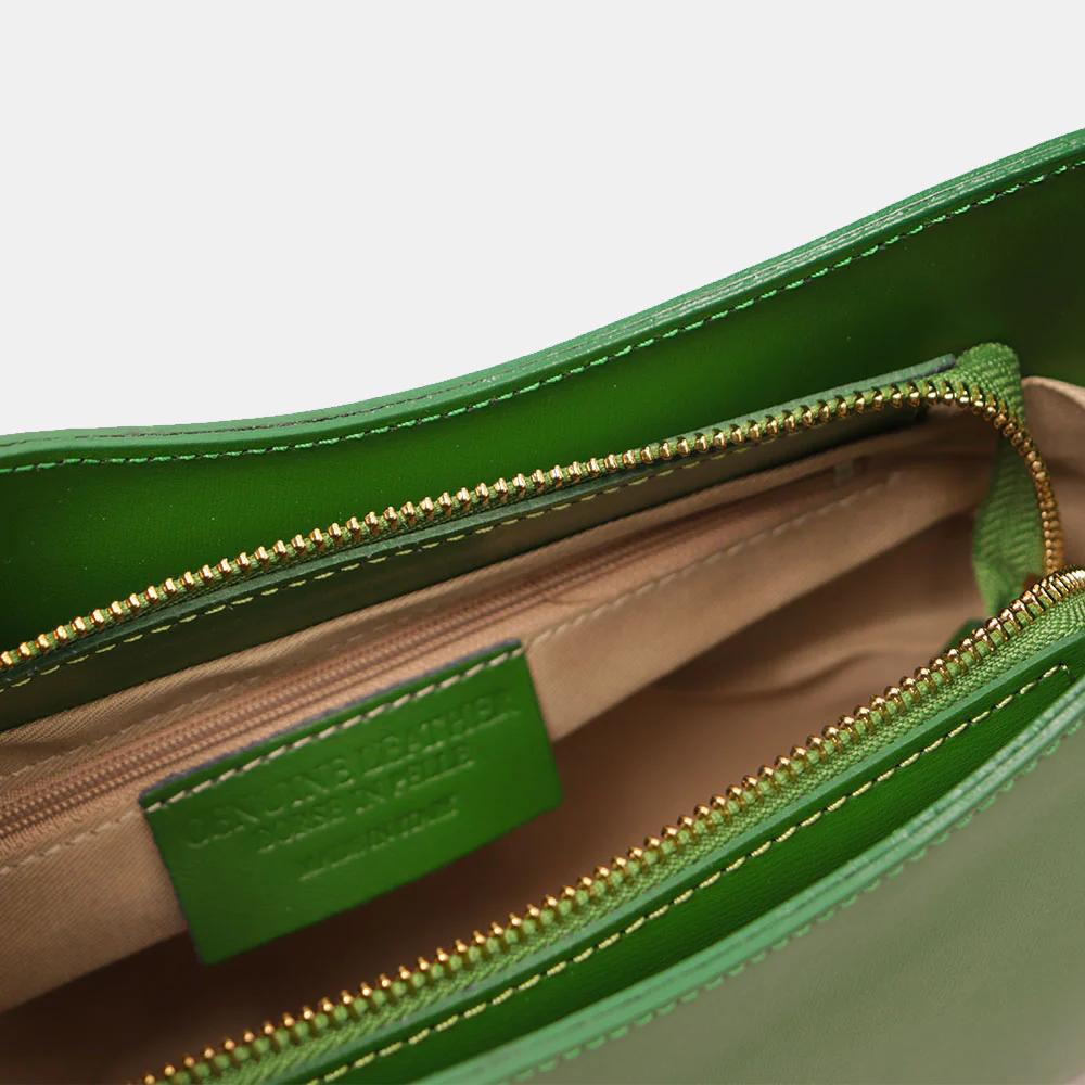 Borsa a Spalla VIAVERDI in Pelle Verde Made in Italy linea Certaldo - Image 10