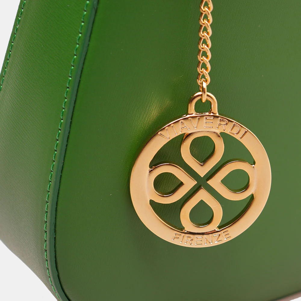 Borsa a Spalla VIAVERDI in Pelle Verde Made in Italy linea Certaldo - Image 11