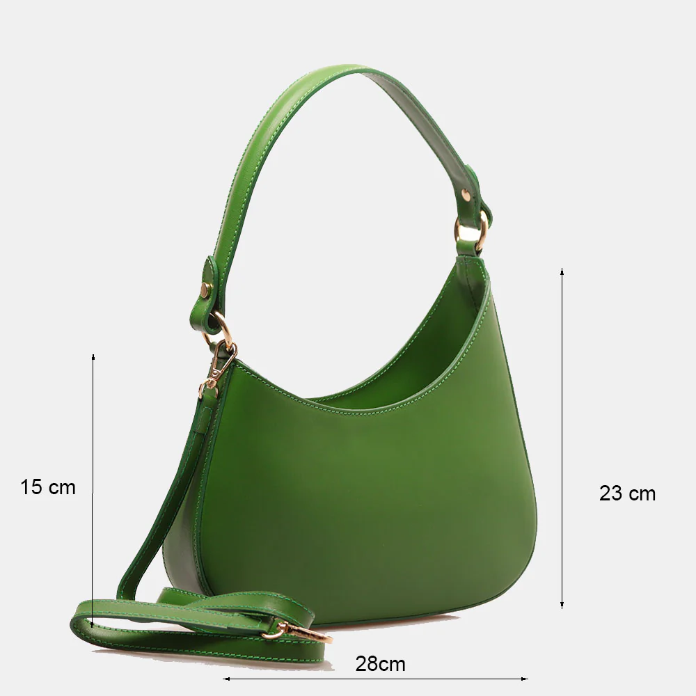 Borsa a Spalla VIAVERDI in Pelle Verde Made in Italy linea Certaldo - Image 6