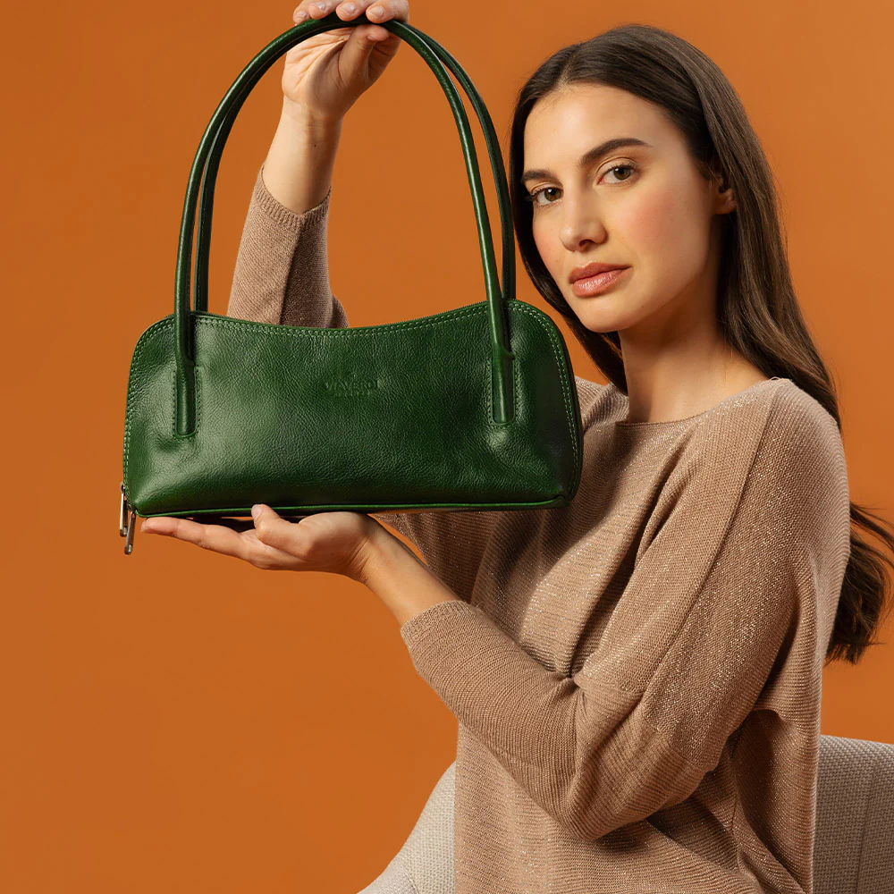 Borsa a Spalla VIAVERDI in Pelle Miele Made in Italy linea Firenze - Image 10