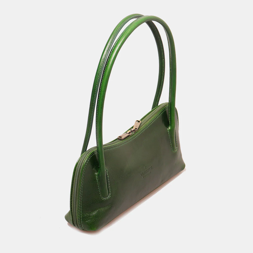 Borsa a Spalla VIAVERDI in Pelle Verde Made in Italy linea Firenze - Image 4