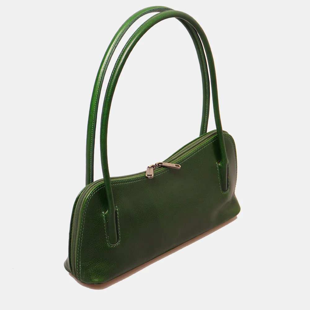 Borsa a Spalla VIAVERDI in Pelle Verde Made in Italy linea Firenze - Image 5