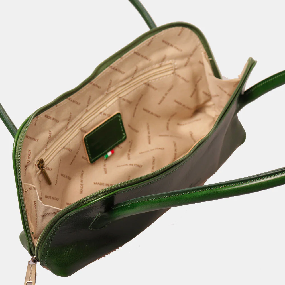 Borsa a Spalla VIAVERDI in Pelle Verde Made in Italy linea Firenze - Image 6