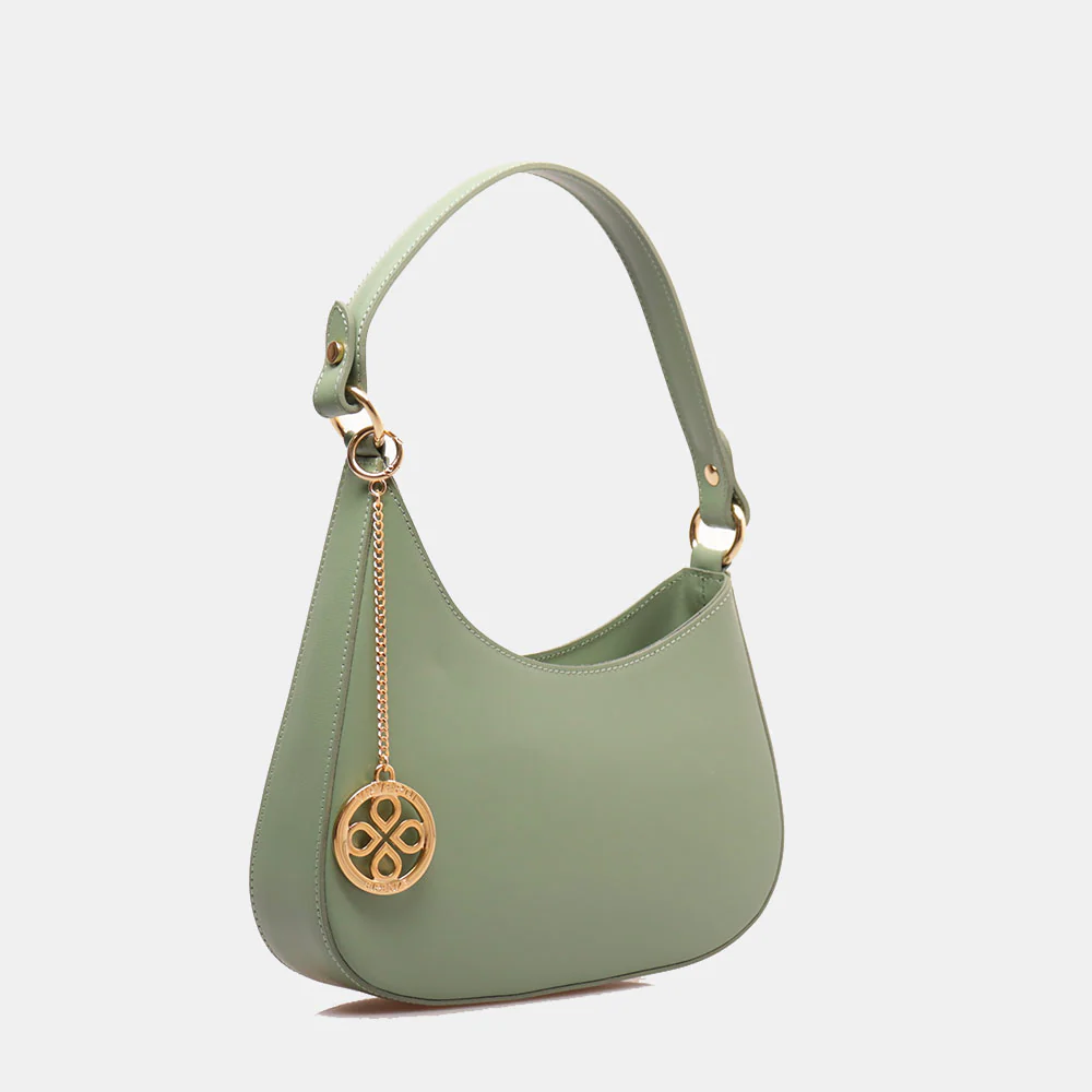 Borsa a Spalla VIAVERDI in Pelle Verde Menta Made in Italy linea Certaldo - Image 4