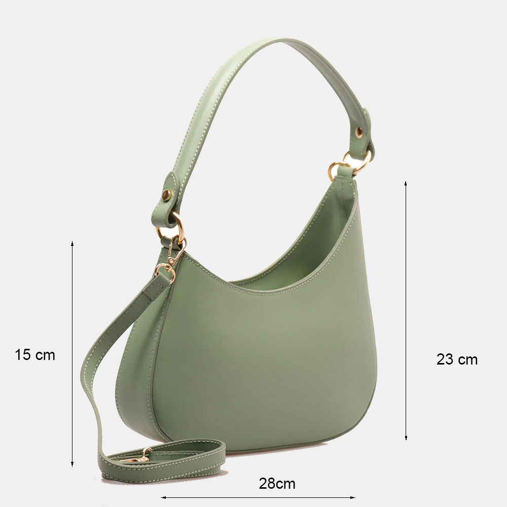 Borsa a Spalla VIAVERDI in Pelle Verde Menta Made in Italy linea Certaldo - Image 5
