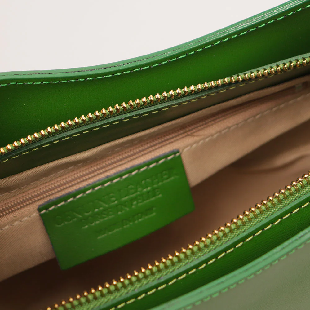 Borsa a Spalla VIAVERDI in Pelle Verde Menta Made in Italy linea Certaldo - Image 8
