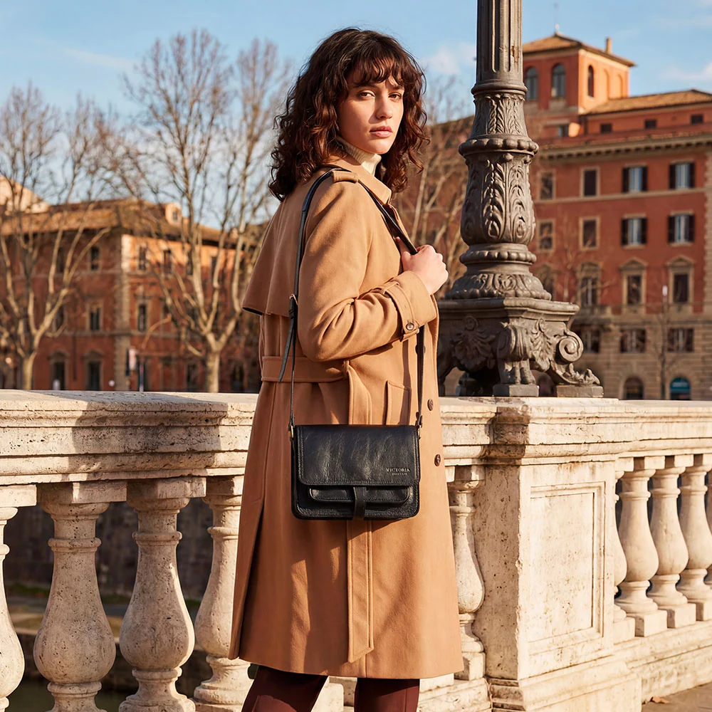 Borsa a Tracolla in Pelle Marrone Testa di Moro VIAVERDI Made in Italy linea Firenze - Image 2