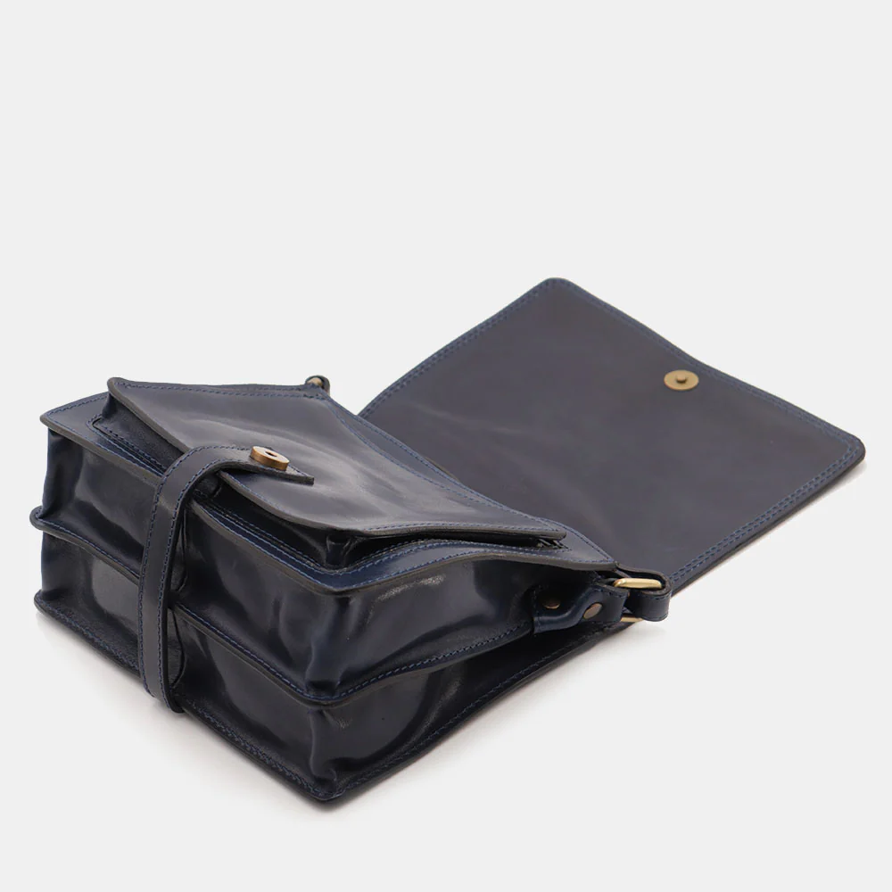 Borsa a Tracolla in Pelle Blu VIAVERDI Made in Italy linea Firenze - Image 9