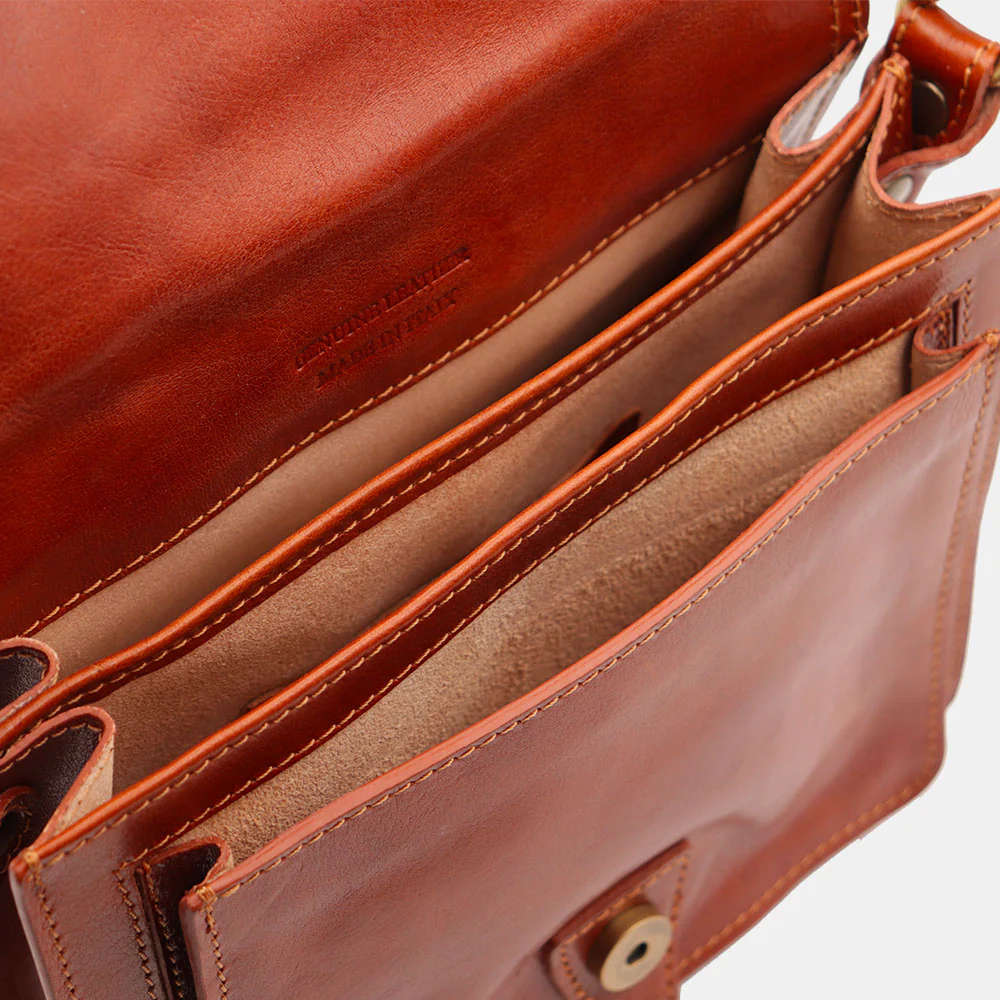 Borsa a Tracolla in Pelle color Cuoio VIAVERDI Made in Italy linea Firenze - Image 10