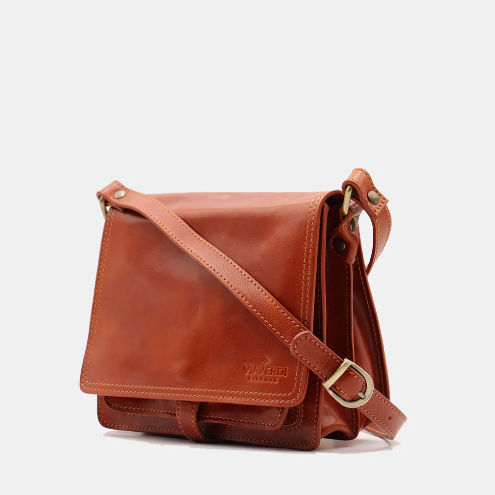 Borsa a Tracolla in Pelle color Cuoio VIAVERDI Made in Italy linea Firenze - Image 3