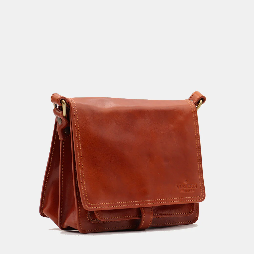 Borsa a Tracolla in Pelle color Cuoio VIAVERDI Made in Italy linea Firenze - Image 5