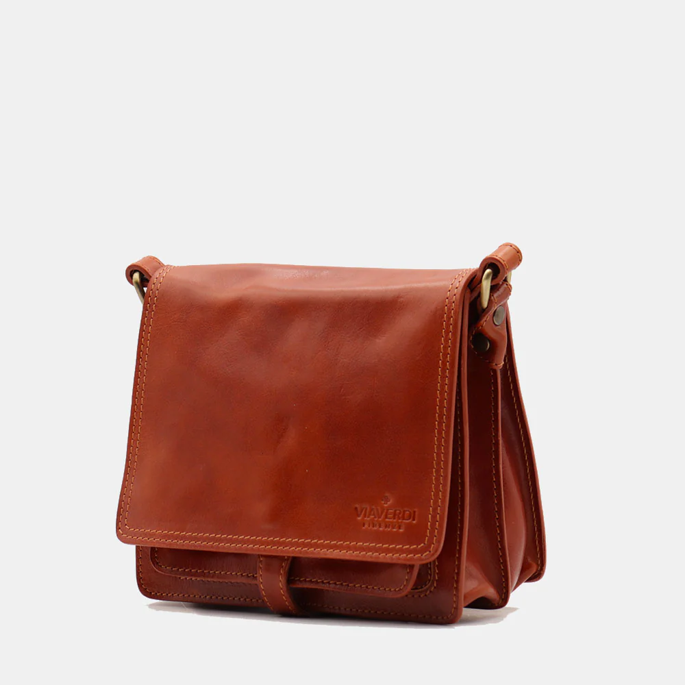 Borsa a Tracolla in Pelle color Cuoio VIAVERDI Made in Italy linea Firenze - Image 6