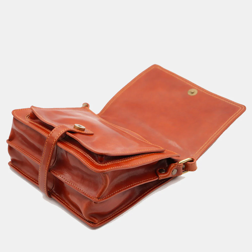 Borsa a Tracolla in Pelle color Cuoio VIAVERDI Made in Italy linea Firenze - Image 9