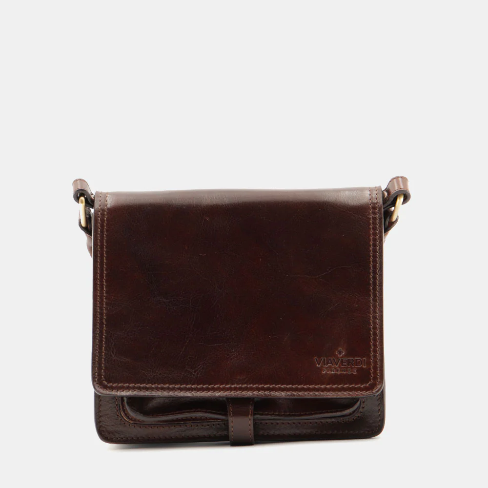 Borsa a Tracolla in Pelle Marrone Testa di Moro VIAVERDI Made in Italy linea Firenze