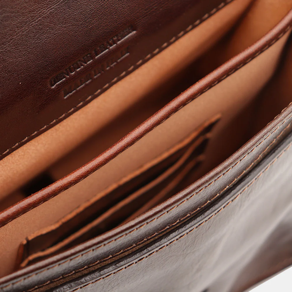 Borsa a Tracolla in Pelle Marrone Testa di Moro VIAVERDI Made in Italy linea Firenze - Image 10