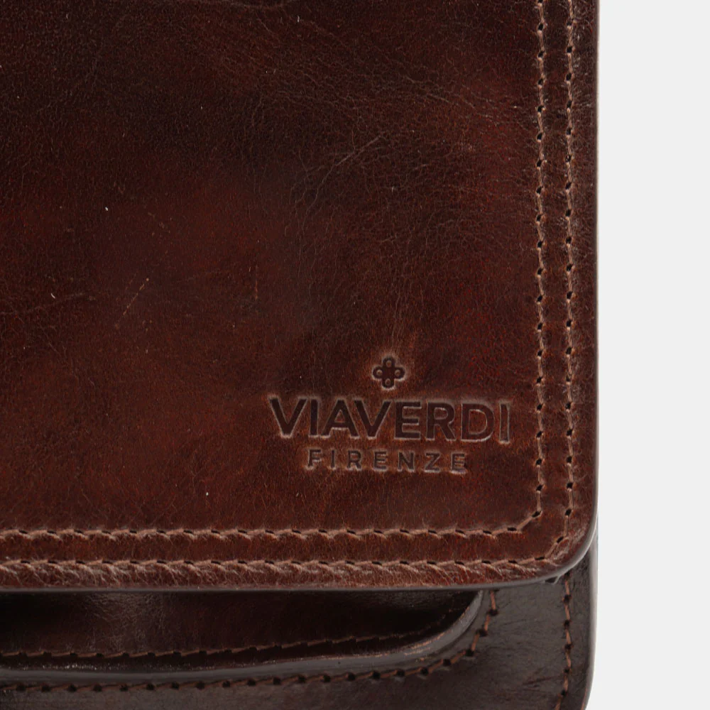 Borsa a Tracolla in Pelle Marrone Testa di Moro VIAVERDI Made in Italy linea Firenze - Image 12