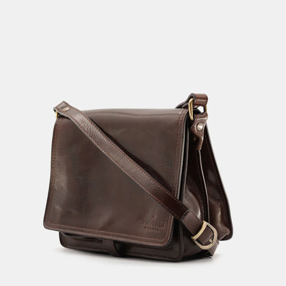 Borsa a Tracolla in Pelle Marrone Testa di Moro VIAVERDI Made in Italy linea Firenze - Image 3