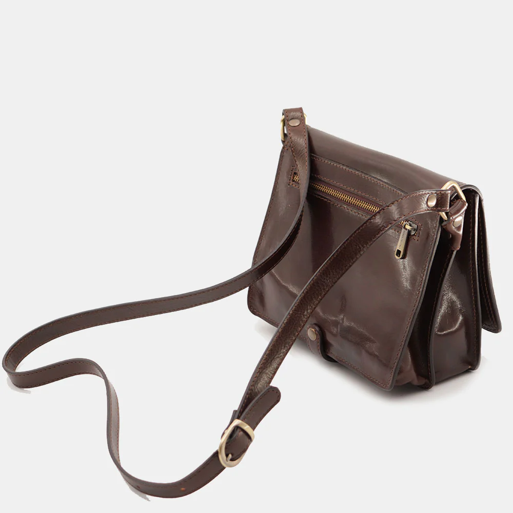 Borsa a Tracolla in Pelle Marrone Testa di Moro VIAVERDI Made in Italy linea Firenze - Image 7