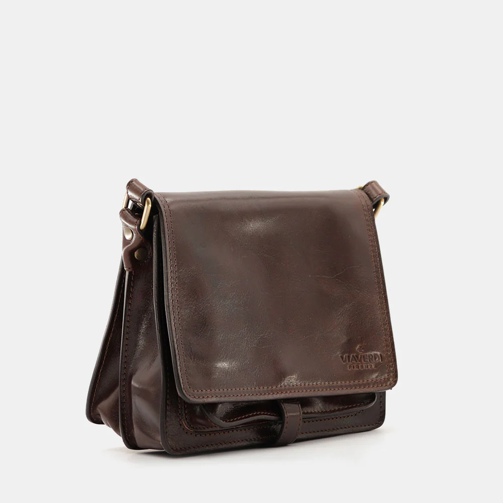 Borsa a Tracolla in Pelle Marrone Testa di Moro VIAVERDI Made in Italy linea Firenze - Image 8