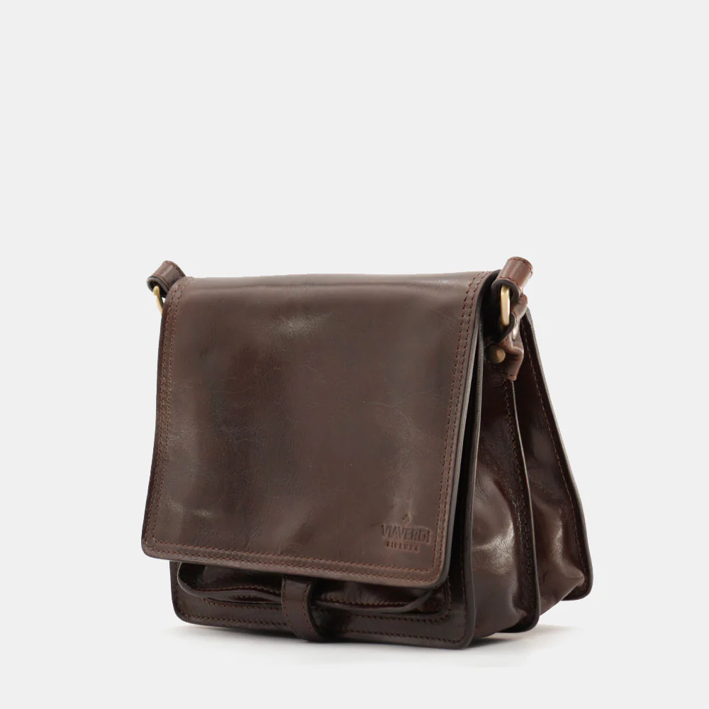 Borsa a Tracolla in Pelle Marrone Testa di Moro VIAVERDI Made in Italy linea Firenze - Image 9