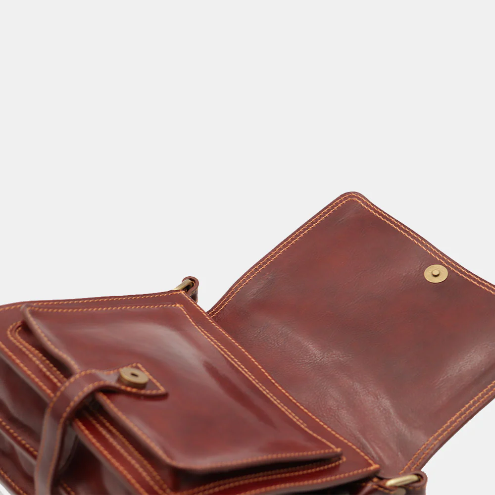 Borsa a Tracolla in Pelle Marrone VIAVERDI Made in Italy linea Firenze - Image 10