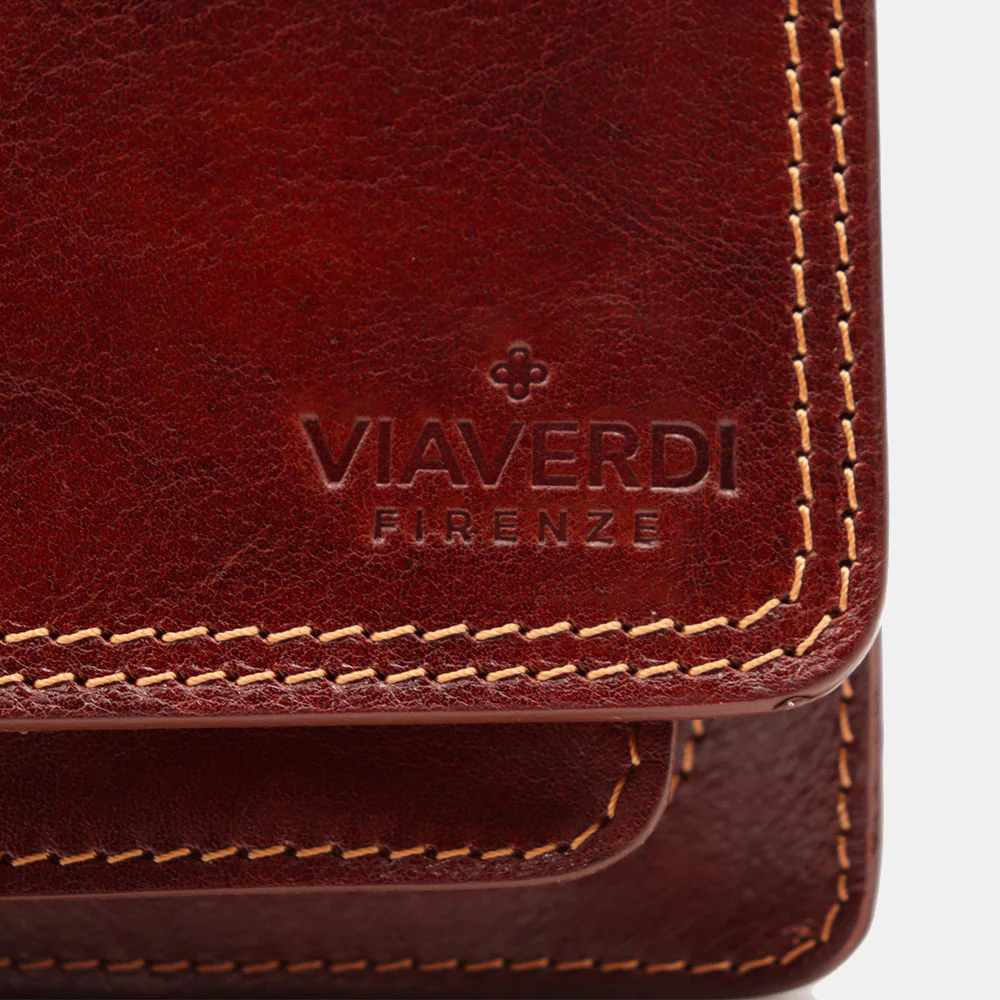 Borsa a Tracolla in Pelle Marrone VIAVERDI Made in Italy linea Firenze - Image 14