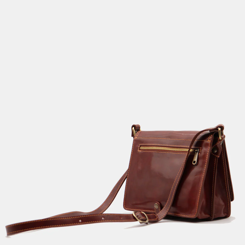 Borsa a Tracolla in Pelle Marrone VIAVERDI Made in Italy linea Firenze - Image 8