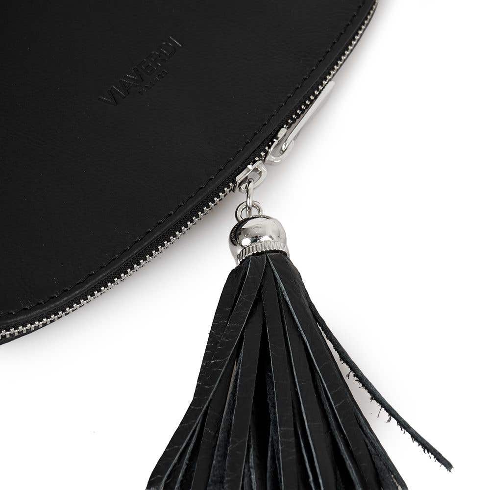 Borsa a Tracolla in Pelle Nera VIAVERDI Made in Italy - Image 4