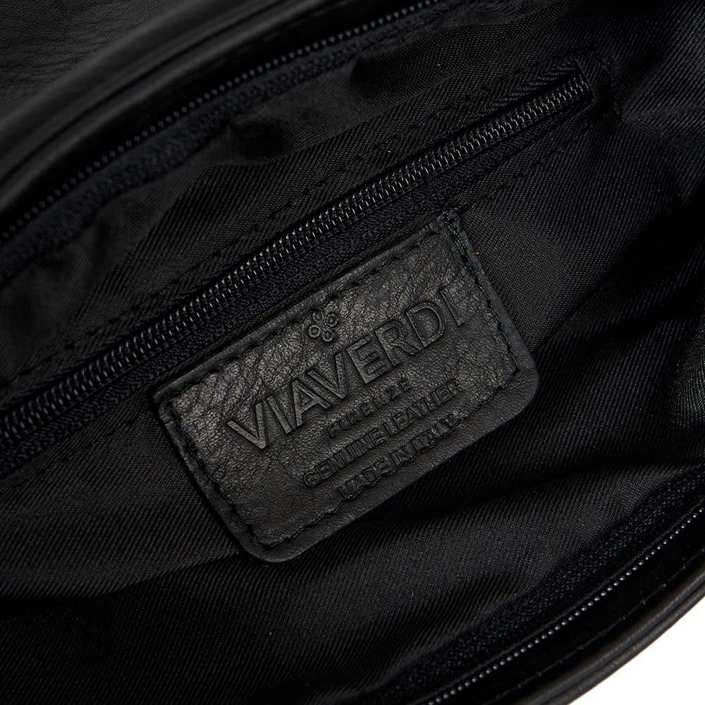 Borsa a Tracolla in Pelle Nera VIAVERDI Made in Italy - Image 5