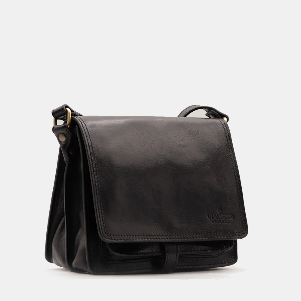 Borsa a Tracolla in Pelle Nera VIAVERDI Made in Italy linea Firenze - Image 4