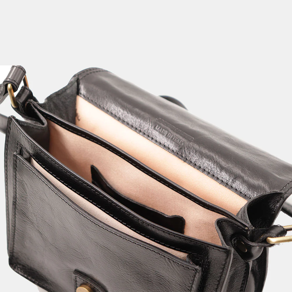 Borsa a Tracolla in Pelle Nera VIAVERDI Made in Italy linea Firenze - Image 9
