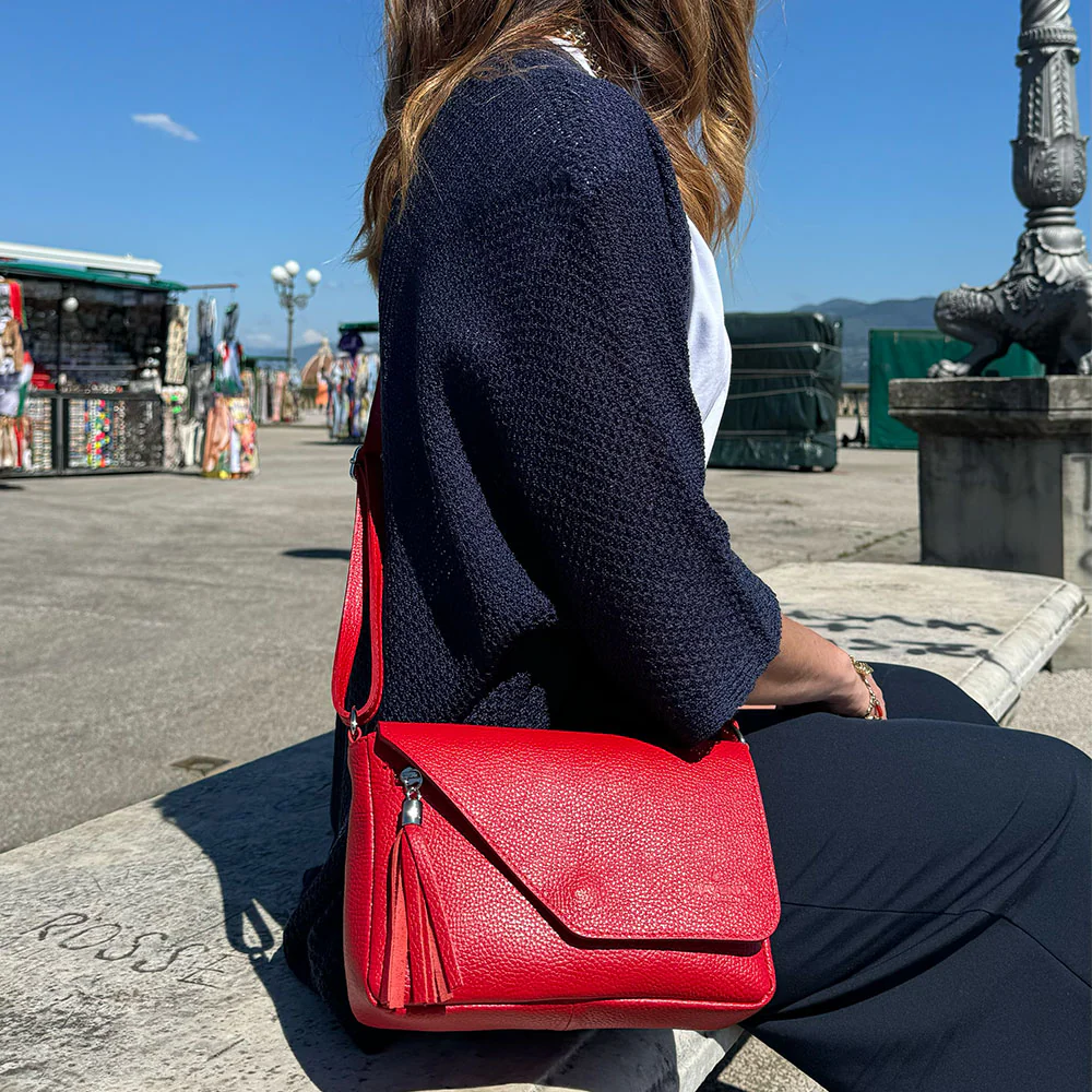 Borsa Piccola a Tracolla in Pelle Rossa VIAVERDI Made in Italy - Image 4