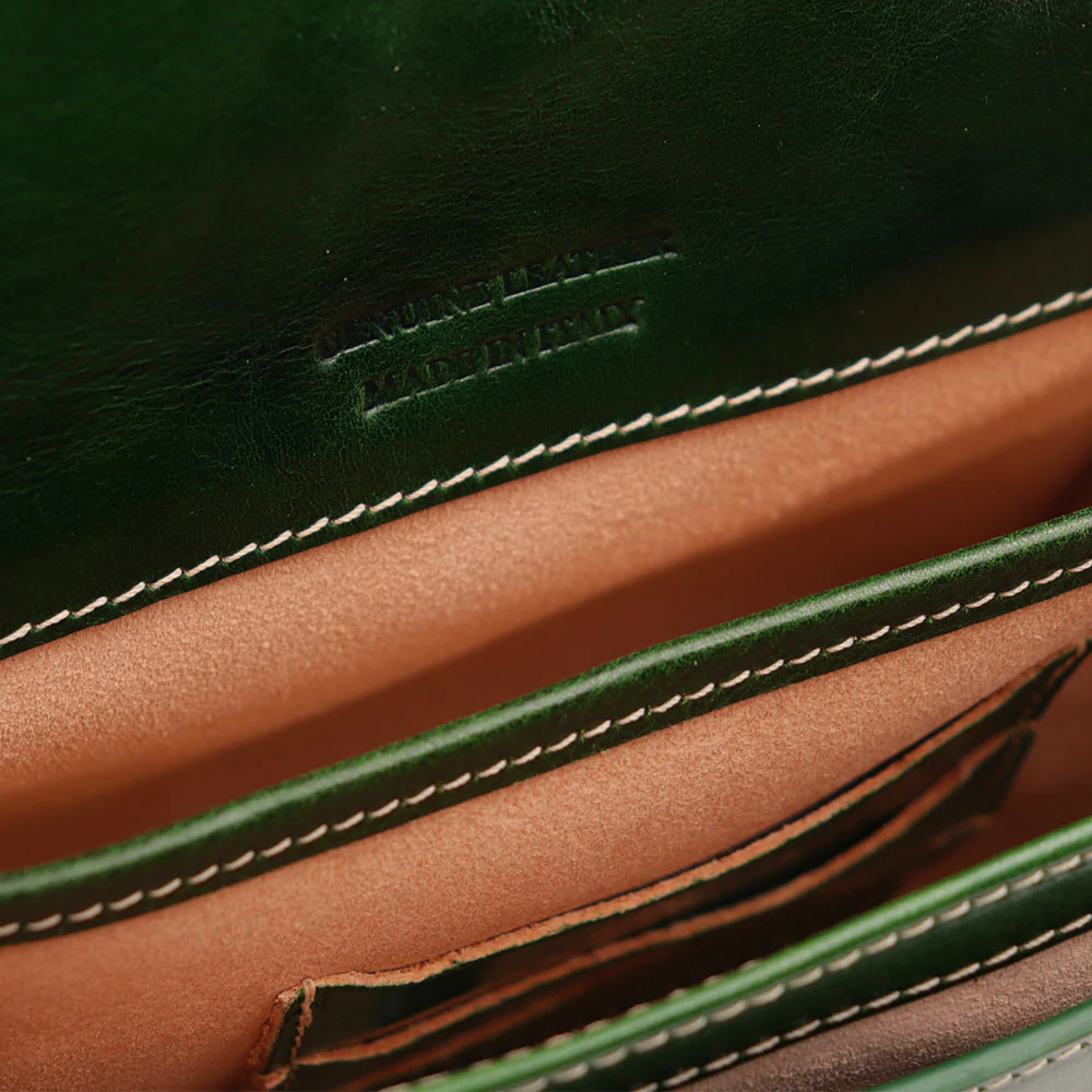 Borsa a Tracolla in Pelle Verde VIAVERDI Made in Italy linea Firenze - Image 11
