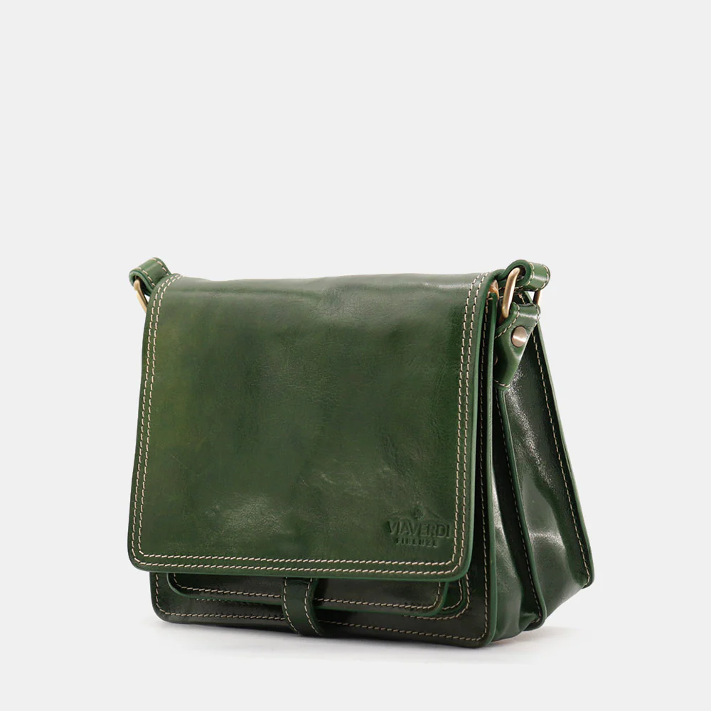 Borsa a Tracolla in Pelle Verde VIAVERDI Made in Italy linea Firenze - Image 6