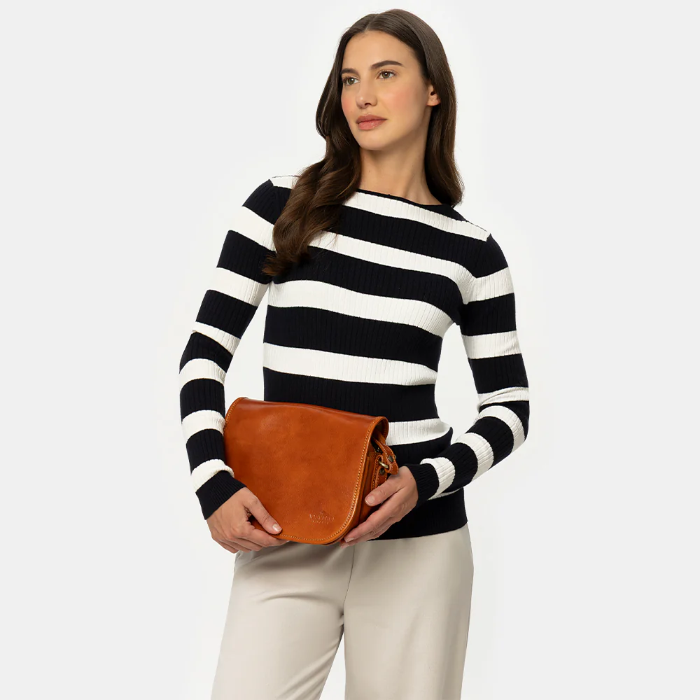 Borsa a Tracolla VIAVERDI in Pelle color Cuoio Made in Italy linea Firenze - Image 15