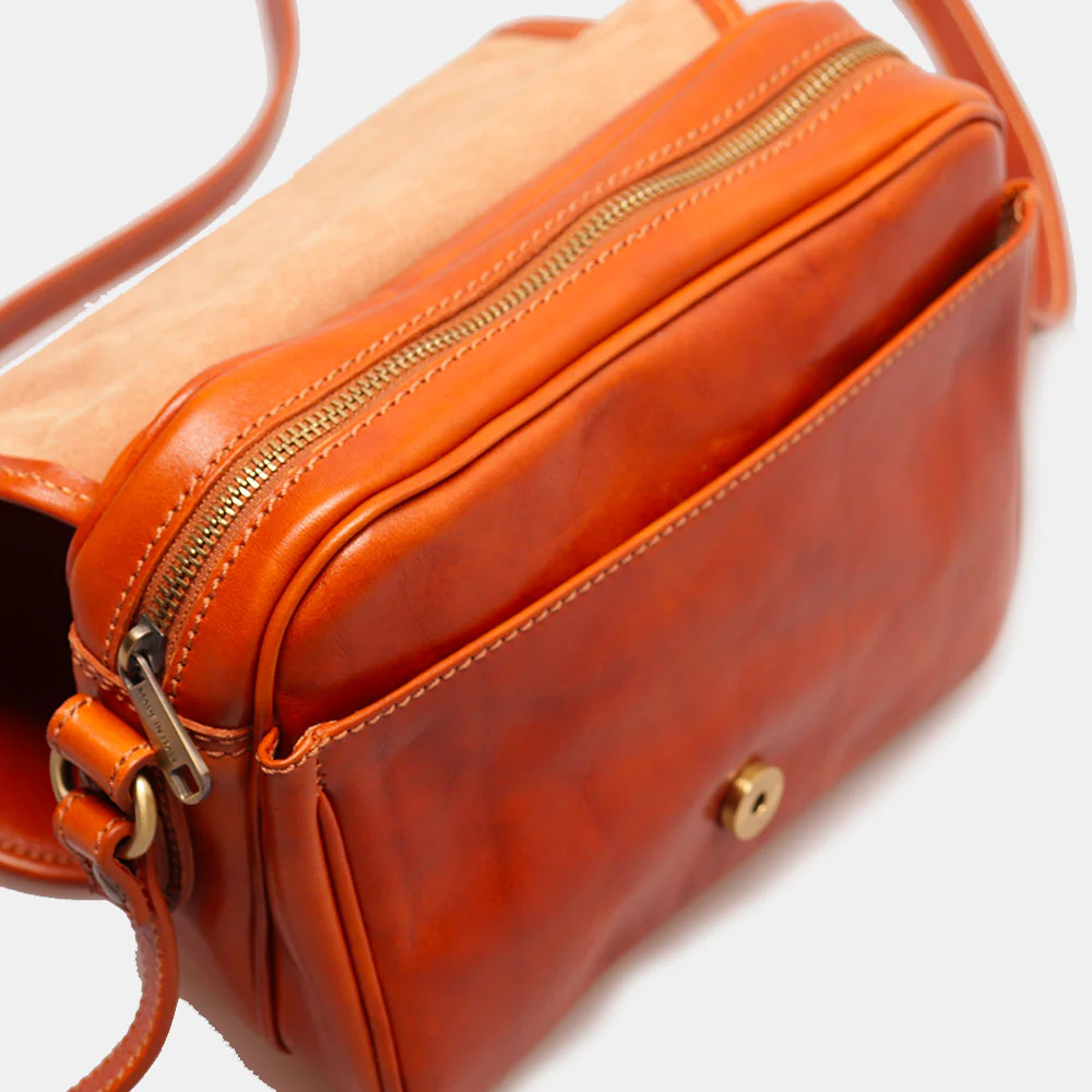 Borsa a Tracolla VIAVERDI in Pelle color Cuoio Made in Italy linea Firenze - Image 6