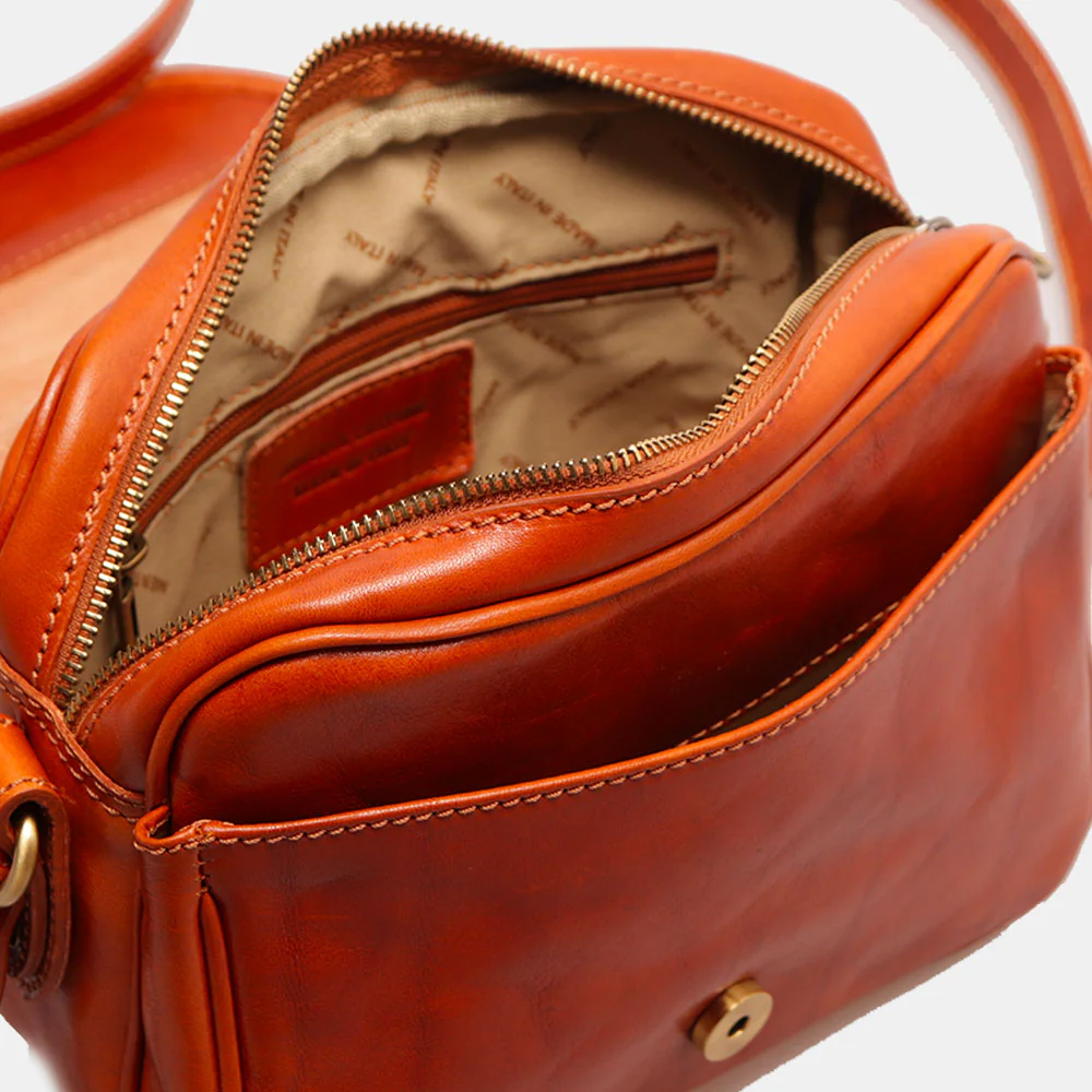 Borsa a Tracolla VIAVERDI in Pelle color Cuoio Made in Italy linea Firenze - Image 9