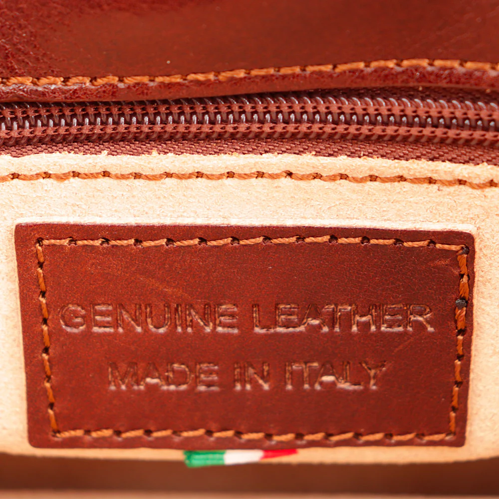 Borsa a Tracolla VIAVERDI in Pelle Marrone Made in Italy linea Firenze - Image 10