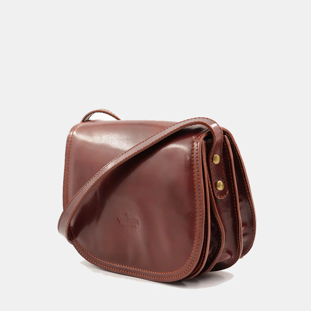 Borsa a Tracolla VIAVERDI in Pelle Marrone Made in Italy linea Firenze - Image 3