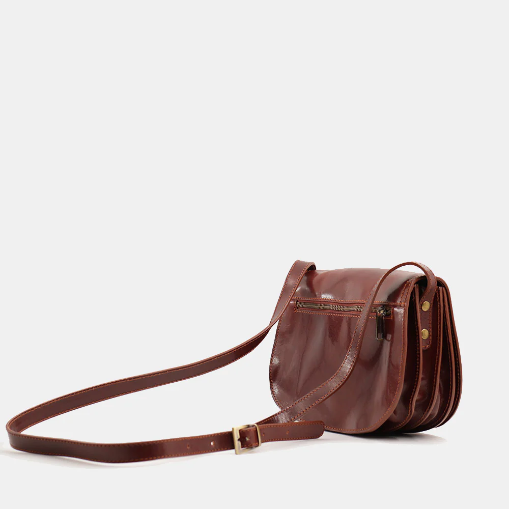 Borsa a Tracolla VIAVERDI in Pelle Marrone Made in Italy linea Firenze - Image 4